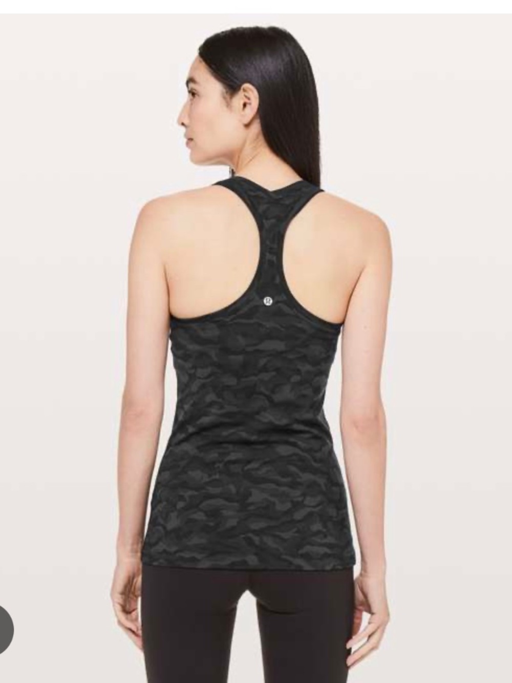 Lululemon athletica Cool Racerback tank top in a black camouflage patt Size 4